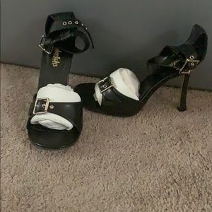 Black open toe heels